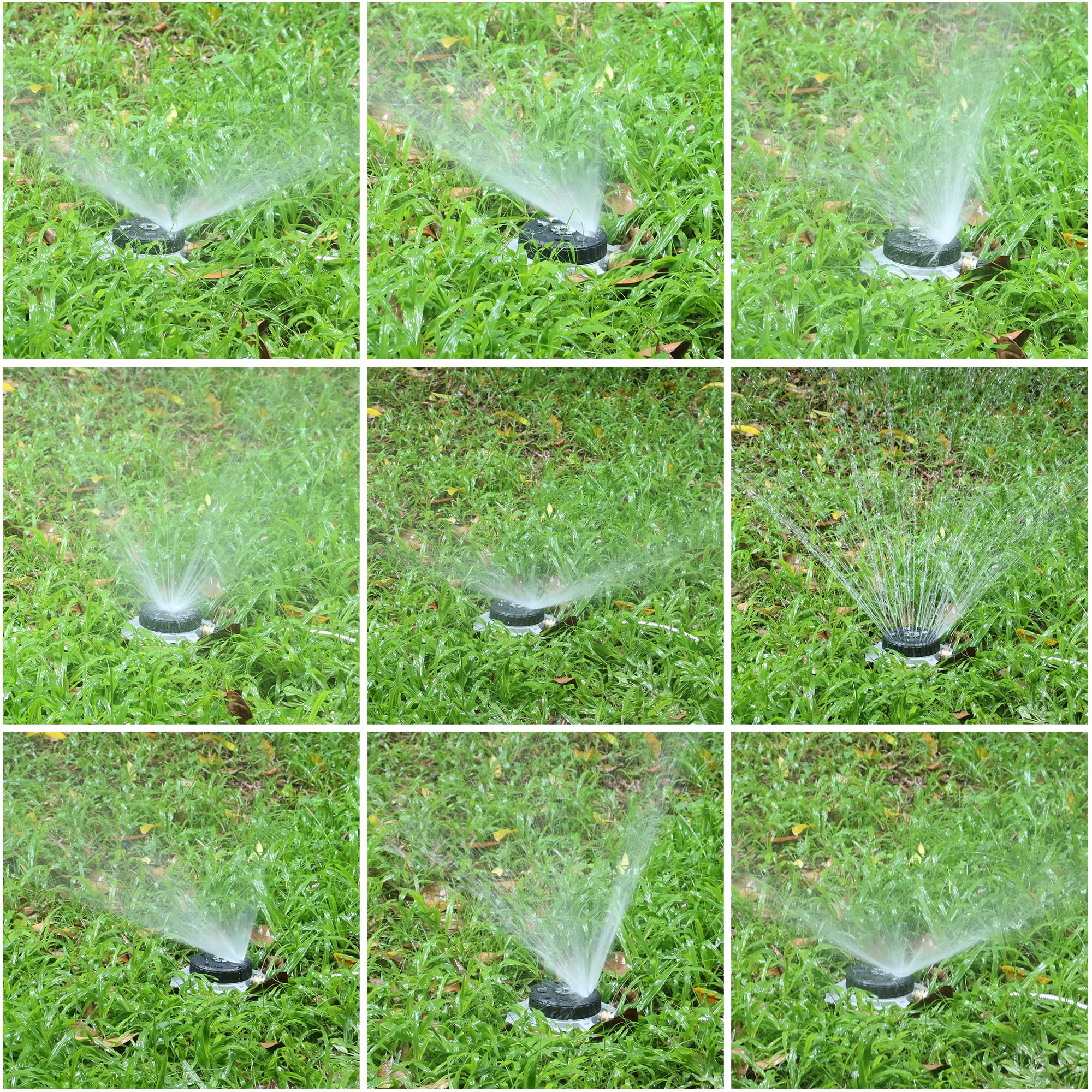 STYDDI Hochleistungs-Rasensprinkler aus Metall, Turmsprinkler mit 9 Mustern und Sockel aus Zinklegierung, für kleine oder mittlere und ungewöhnlich geformte Gärten und Höfe
