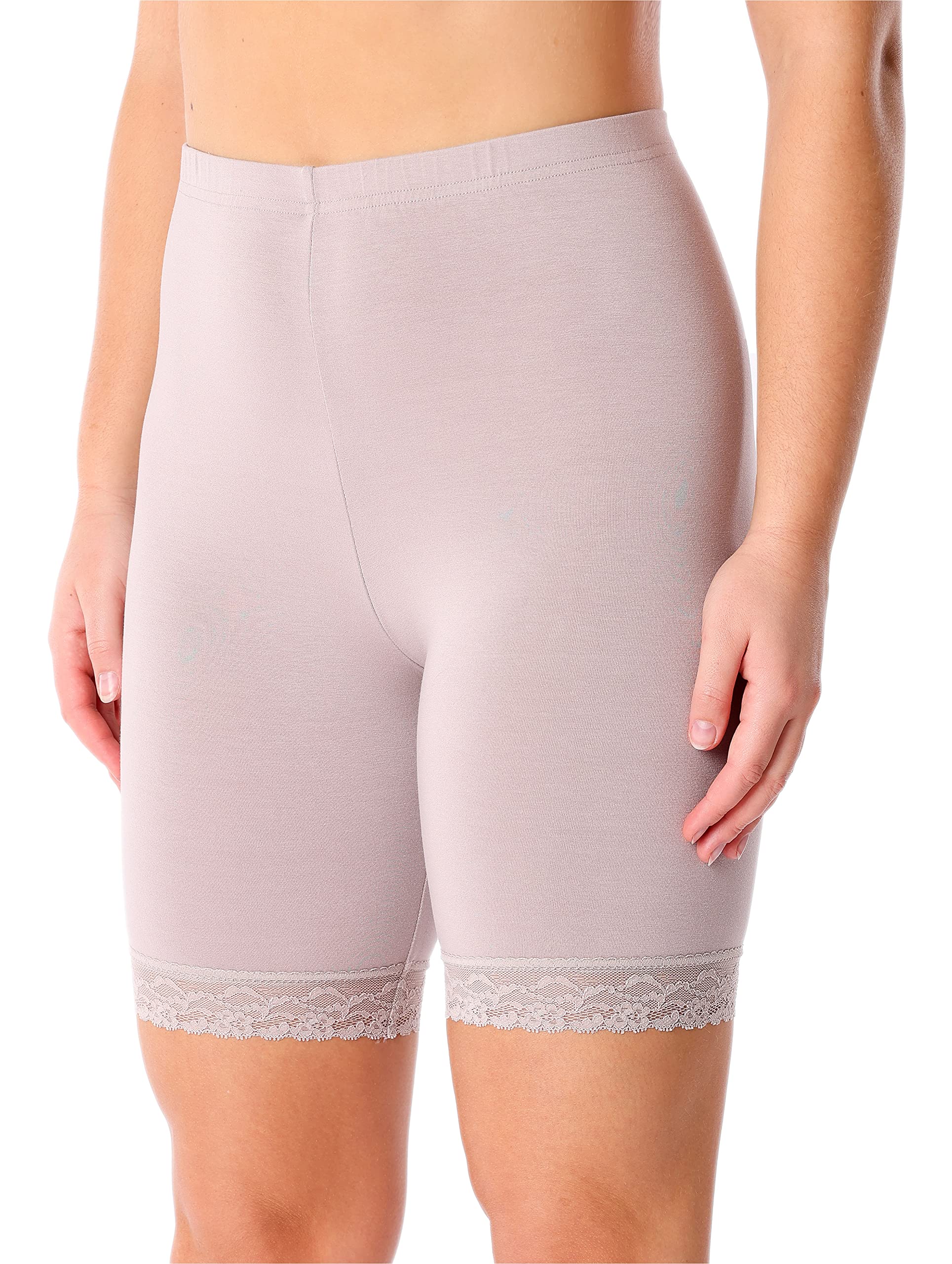 Merry Style Damen Kurze Leggings mit Spitze Freizeithose High Waist Radlerhose Hohe Taille aus Viskose MS10-431