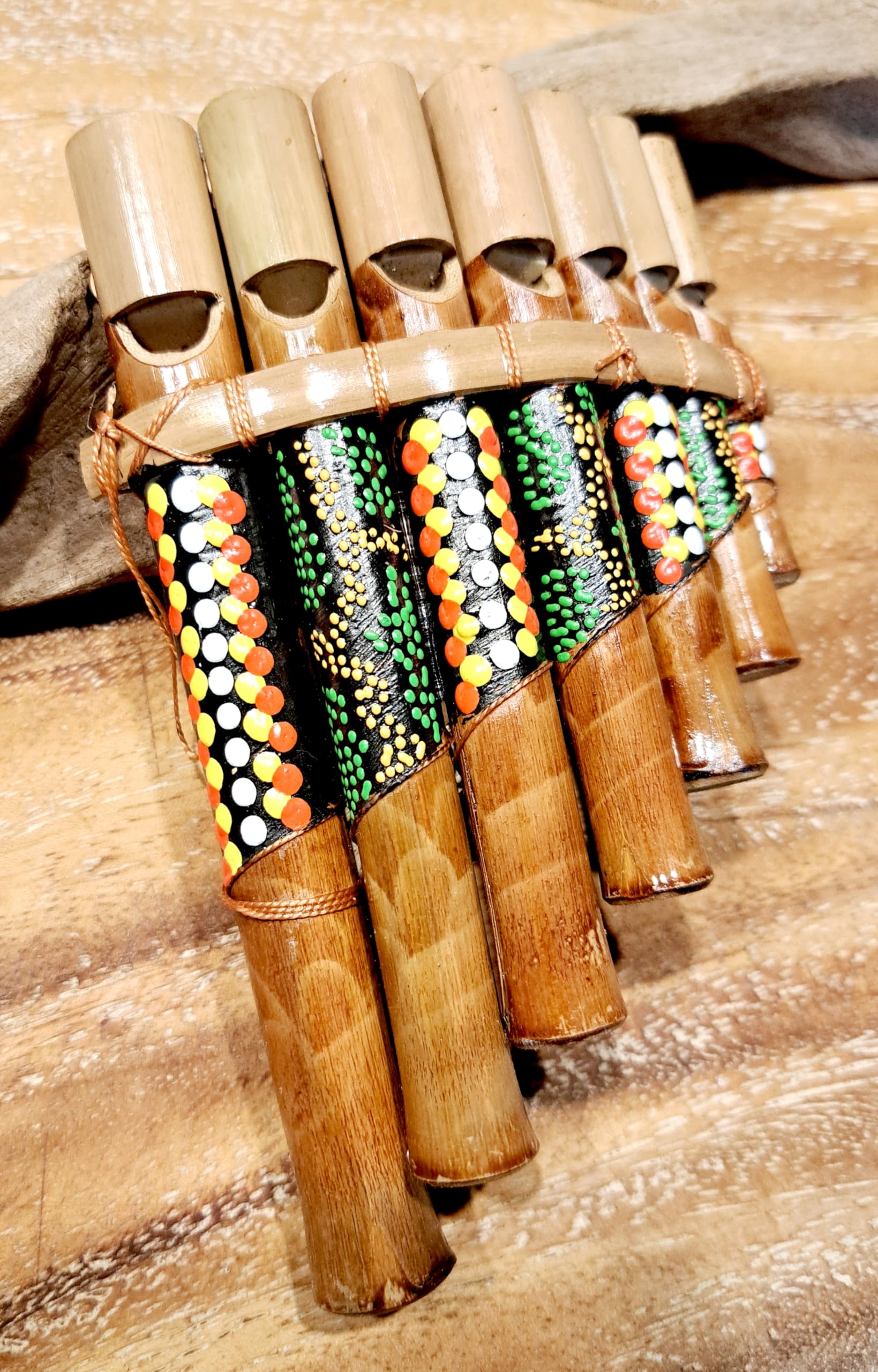 Flûte de pan en bambou Instrument de musique bois Artisanale 7 tubes
