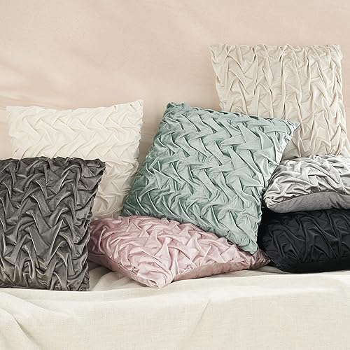 Miniatura 6 de Mina Victory Life Styles - Almohada plisada de terciopelo con ondas, color negro, 22 x 22 pulgadas