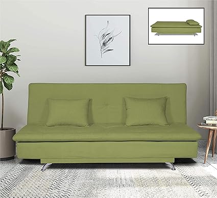 Adorn India Aspen 3 Seater Single Tone Sofa Cum Bed (Green)