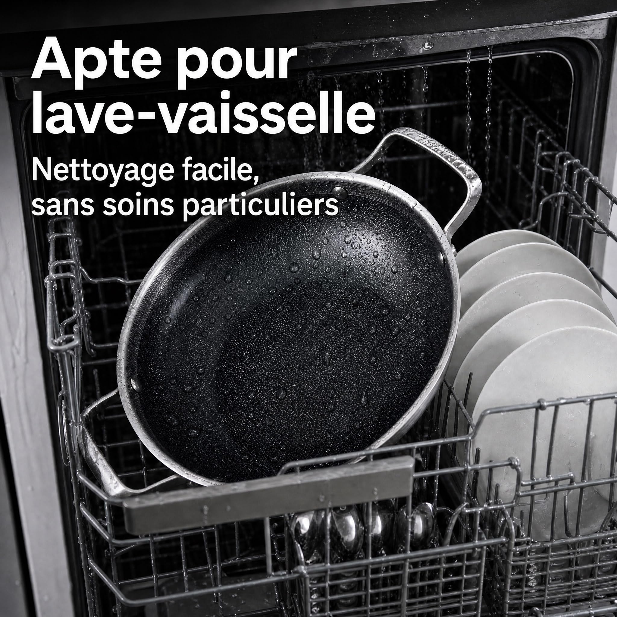 Inqibee Poêle Paella Hybride 30cm Inox, Antiadhésive Sans PFAS/PFOA | compatible induction et tous feux, Pour 3 à 5 Personnes, Nettoyage Facile,, passe au four et lave-vaisselle