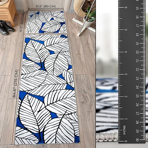 Miniatura 6 de Kayahome, Juego de 2 alfombras de área lavables a máquina, modernas, ultrafinas, lavables, más entrada, para pasillo, cocina, baño, dormitorio,