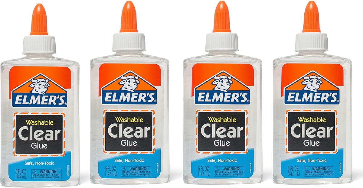 Amazon.com : Elmer's Liquid School Glue, Clear, Washable, 5 Ounces, 4 Count - Great for Making Slime