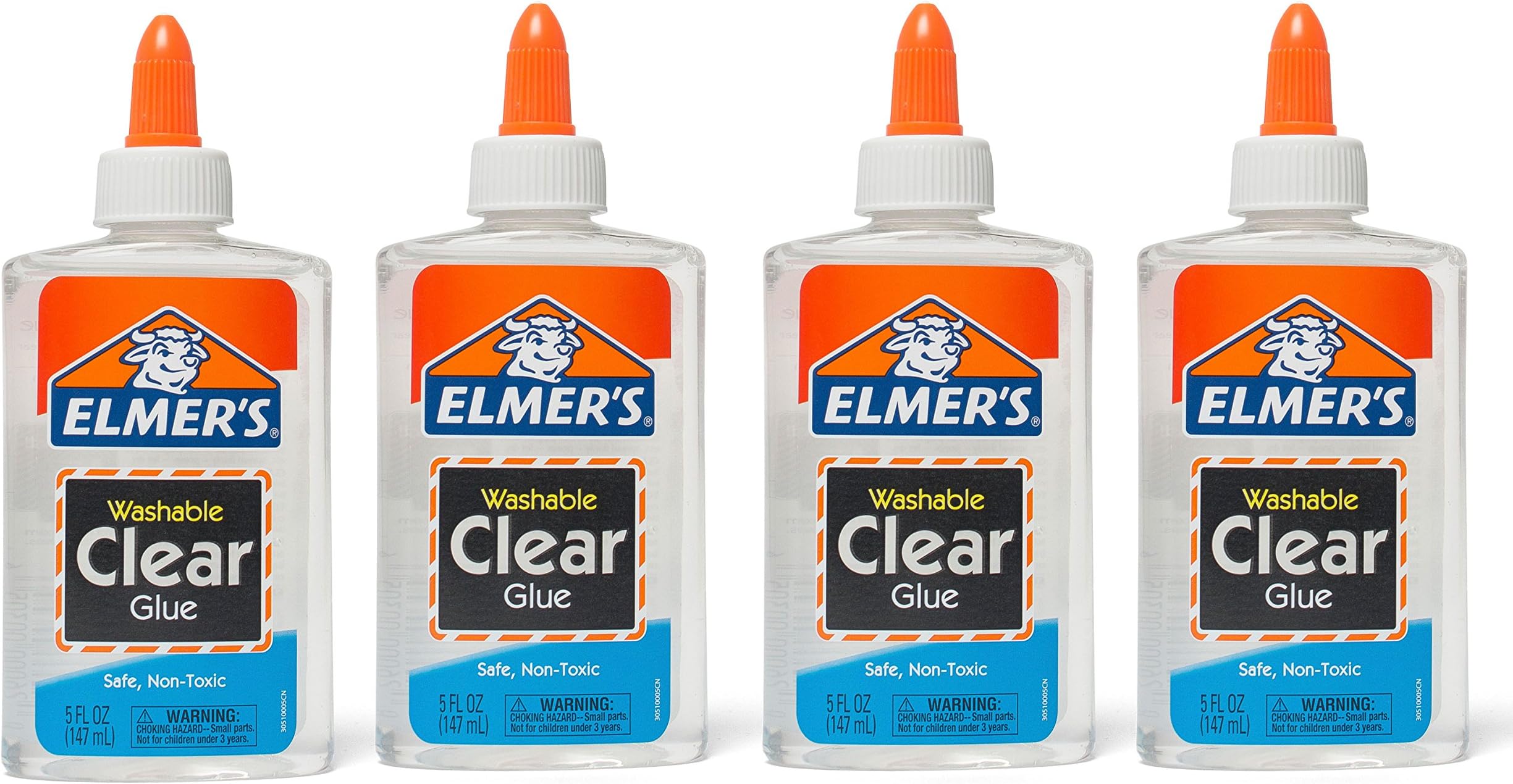 Liquid School Glue, Clear, Washable, 5 Ounces, 4 Count - Great for Making Slime