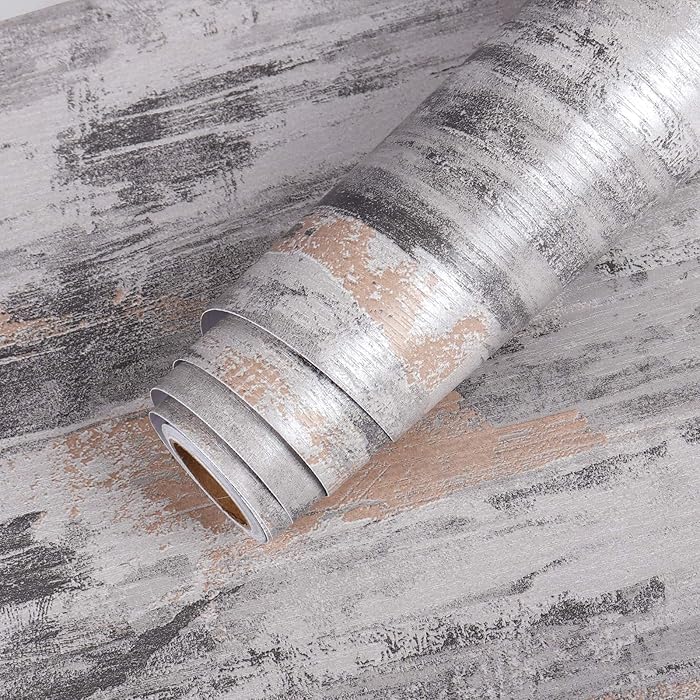 Buy LaCheery 24"x160" Thick Textured Wallpaper Stick and Peel Silver