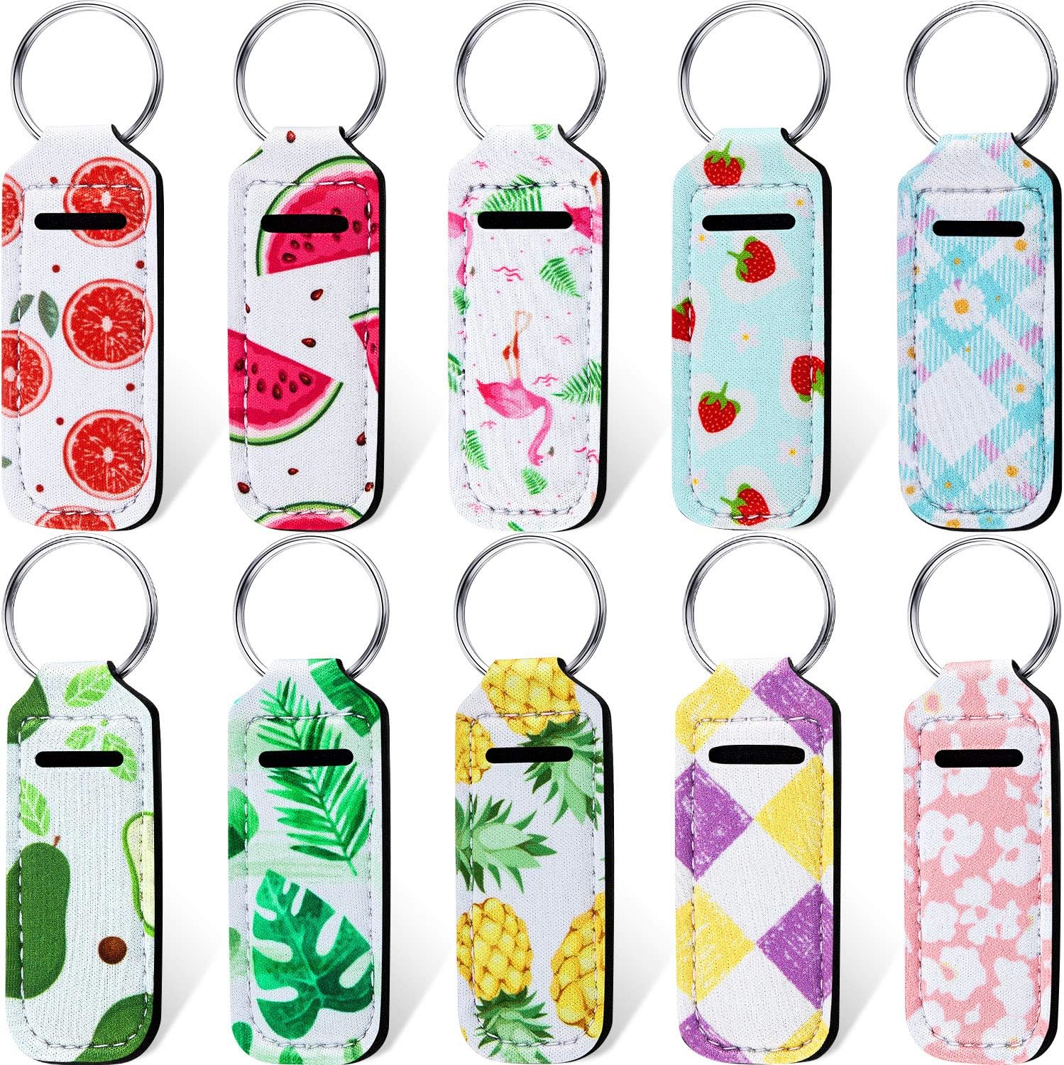 WILLBOND 10 Pieces Lipstick Holder Keychains Summer