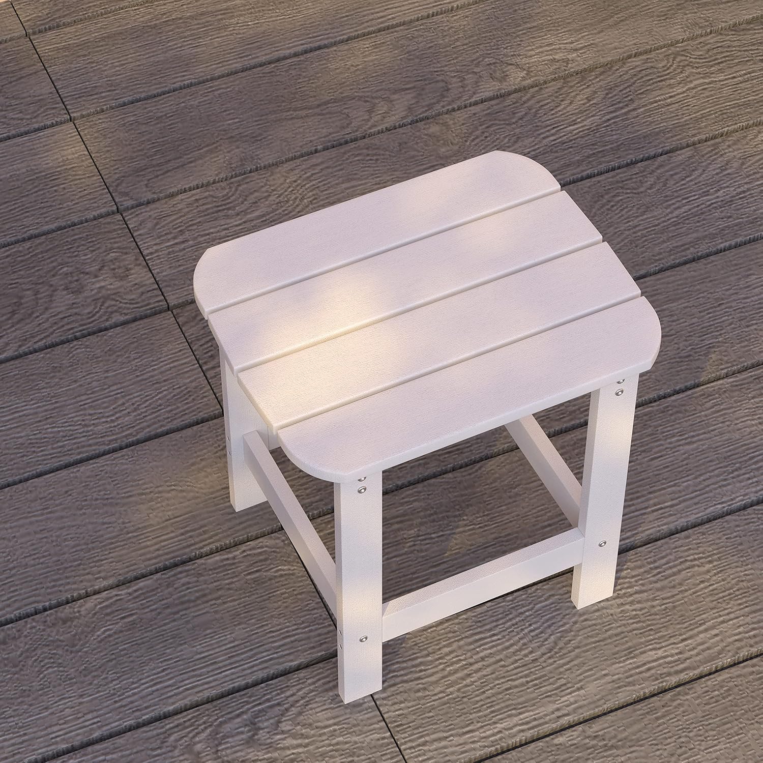 Merrick Lane Riviera Poly Resin Adirondack Style Side Table - White - Indoor/Outdoor - All-Weather