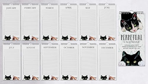 Miniatura 5 de Calendario rústico perpetuo de gato, para colgar en la pared, aniversario, evento especial, recordatorio, calendario, diario, para colgar en la