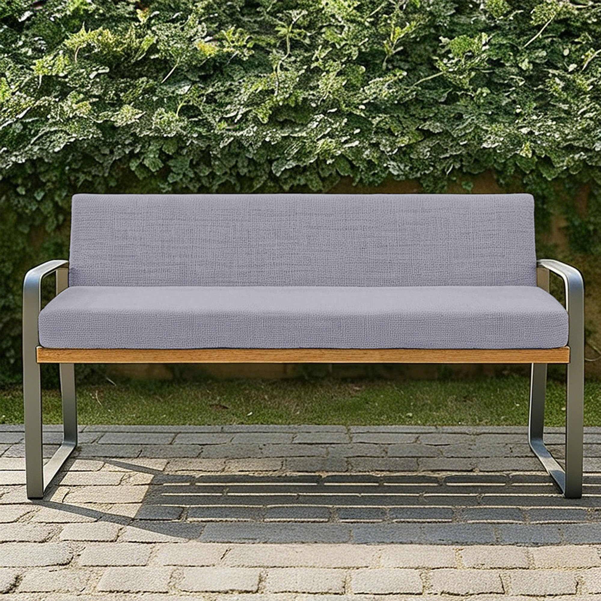 Coussin de banc gris clair 38x78 cm sur mesure antidérapant