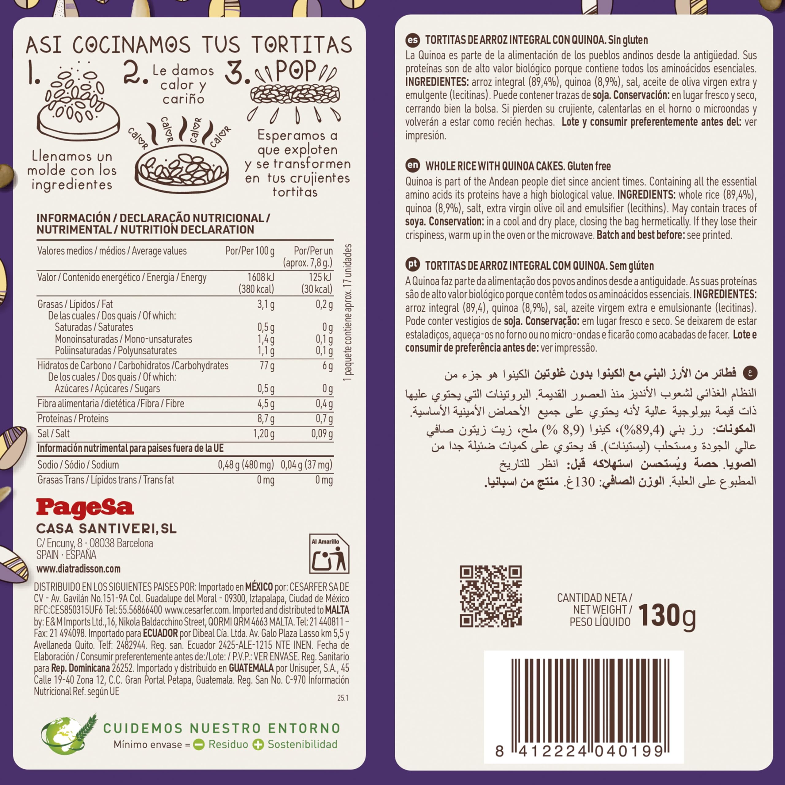 Diet Rádisson Tortitas De Arroz Integral Con Quinia 30 G