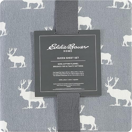 Miniatura 5 de Eddie Bauer Flannel Collection - Juego de sábanas de algodón, preencogido y cepillado para mayor suavidad, comodidad y sensación de calidez, tamaño