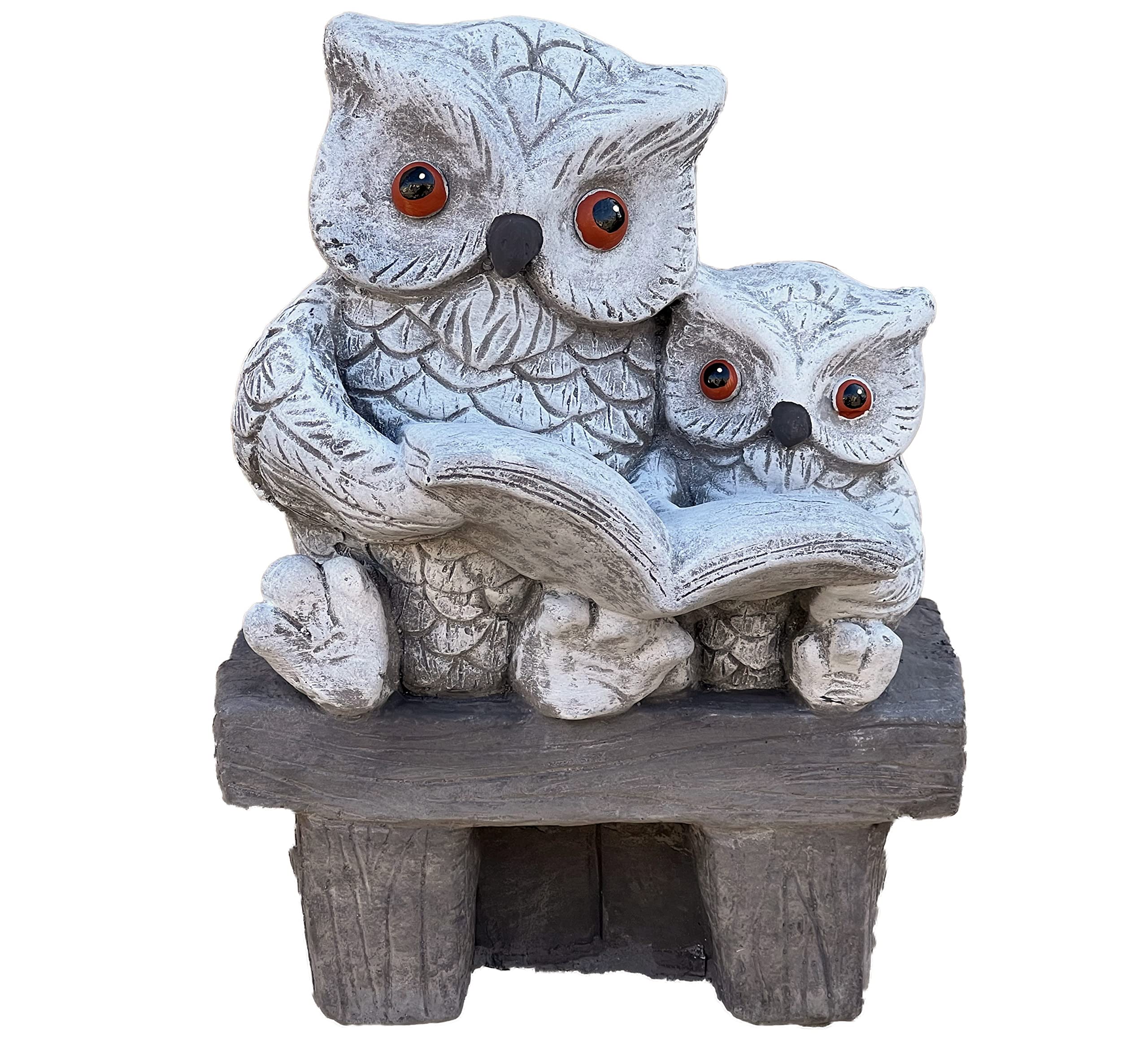stoneandstyle Steinfigur 2 Eulen auf Stamm lesen frostfest Steinguss ca. 10,9 kg