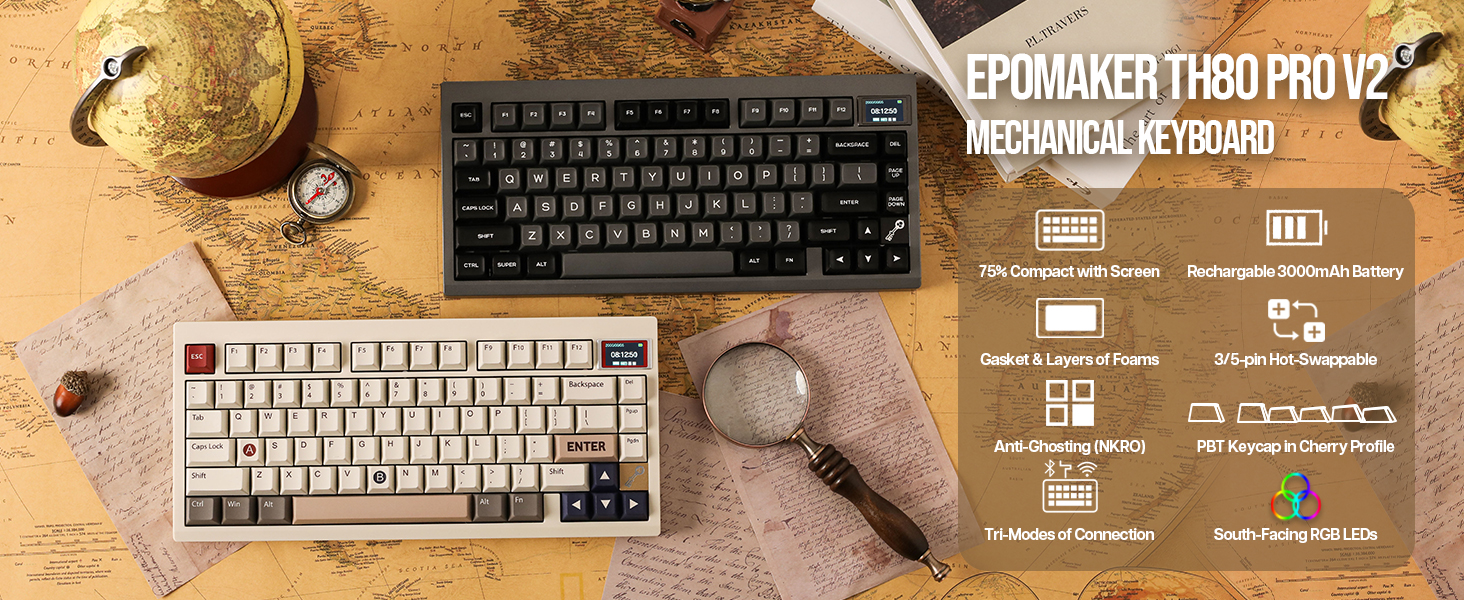 Amazon | EPOMAKER TH80 PRO V2 ワイヤレス ゲーミングキーボード RGB