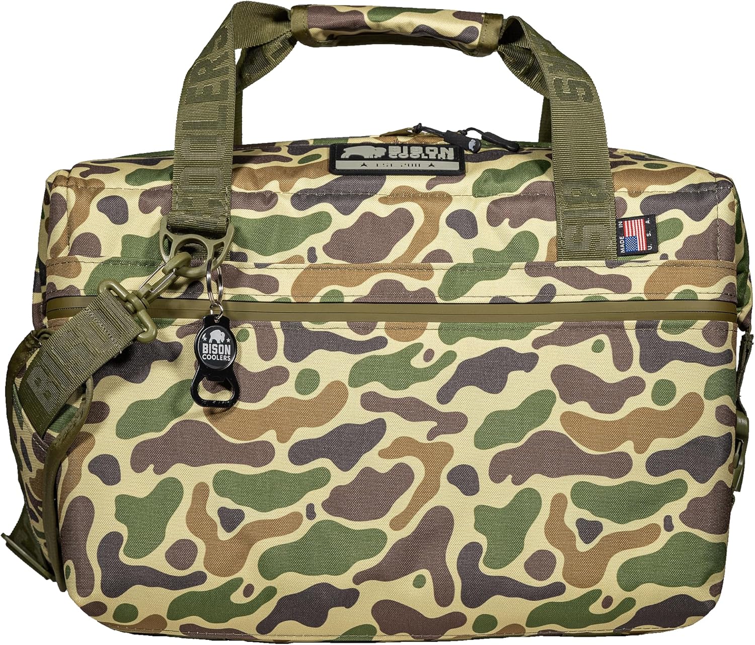 Bison Coolers Softpak 24 Can Made in USA, Soft Cooler Bag Insulated Leak Proof for Beach, Travel, Camping, Picnic, Car, Trips, 24+ Hour Ice Retention, Duck Camo