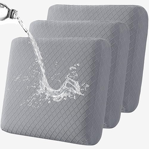 Miniatura 25 de Fuloon Fundas de cojín impermeables para sofá, fundas elásticas para cojín de asiento de sofá, protector de muebles sólido lavable, adecuado para