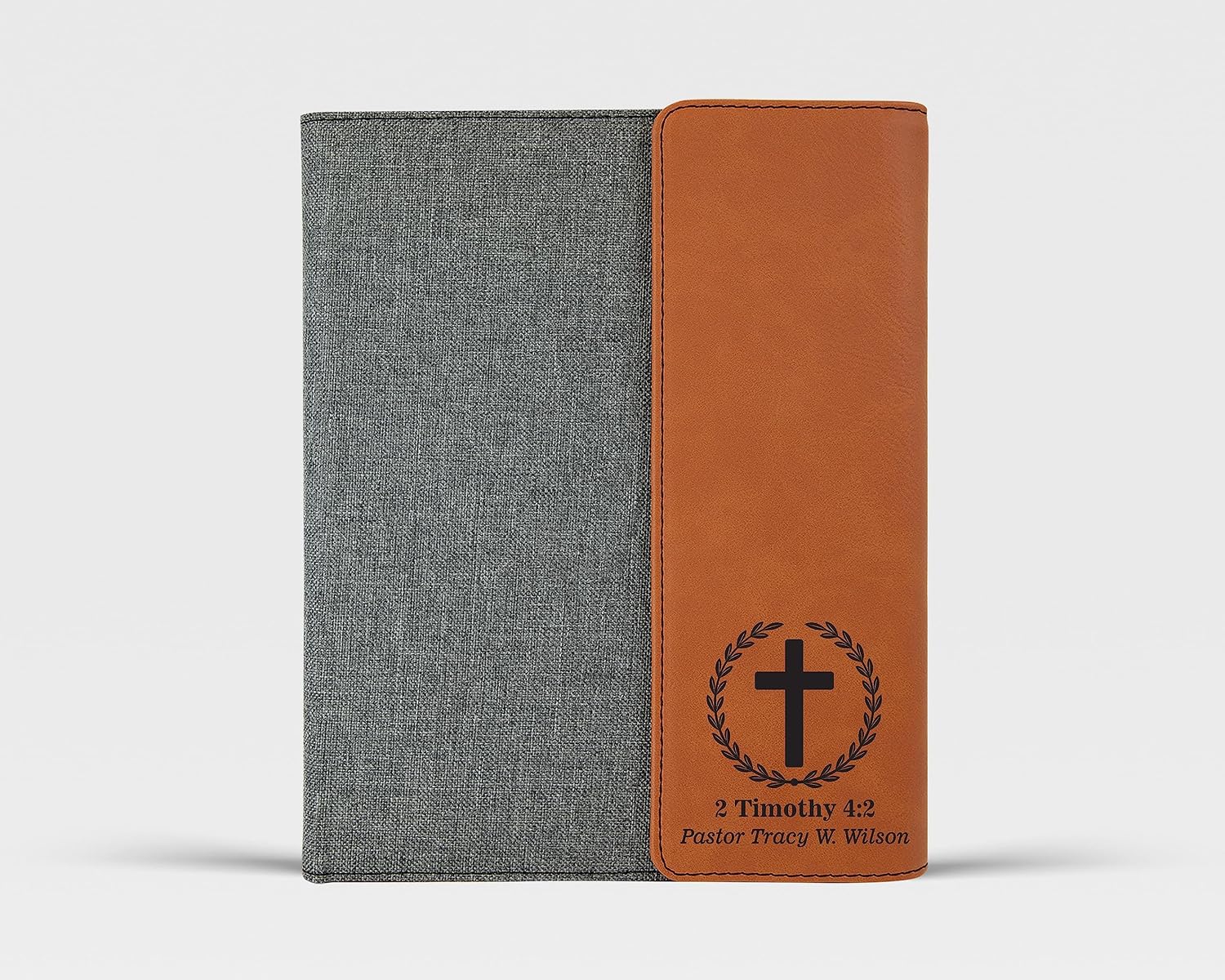 Personalized Pastor's Portfolio - Pastor Leather Journal Gift for Pastor Custom Appreciation Gift for Men or Women Minister Gift Scripture (Pastor Crest, Brown/Black, Portfolio Only)