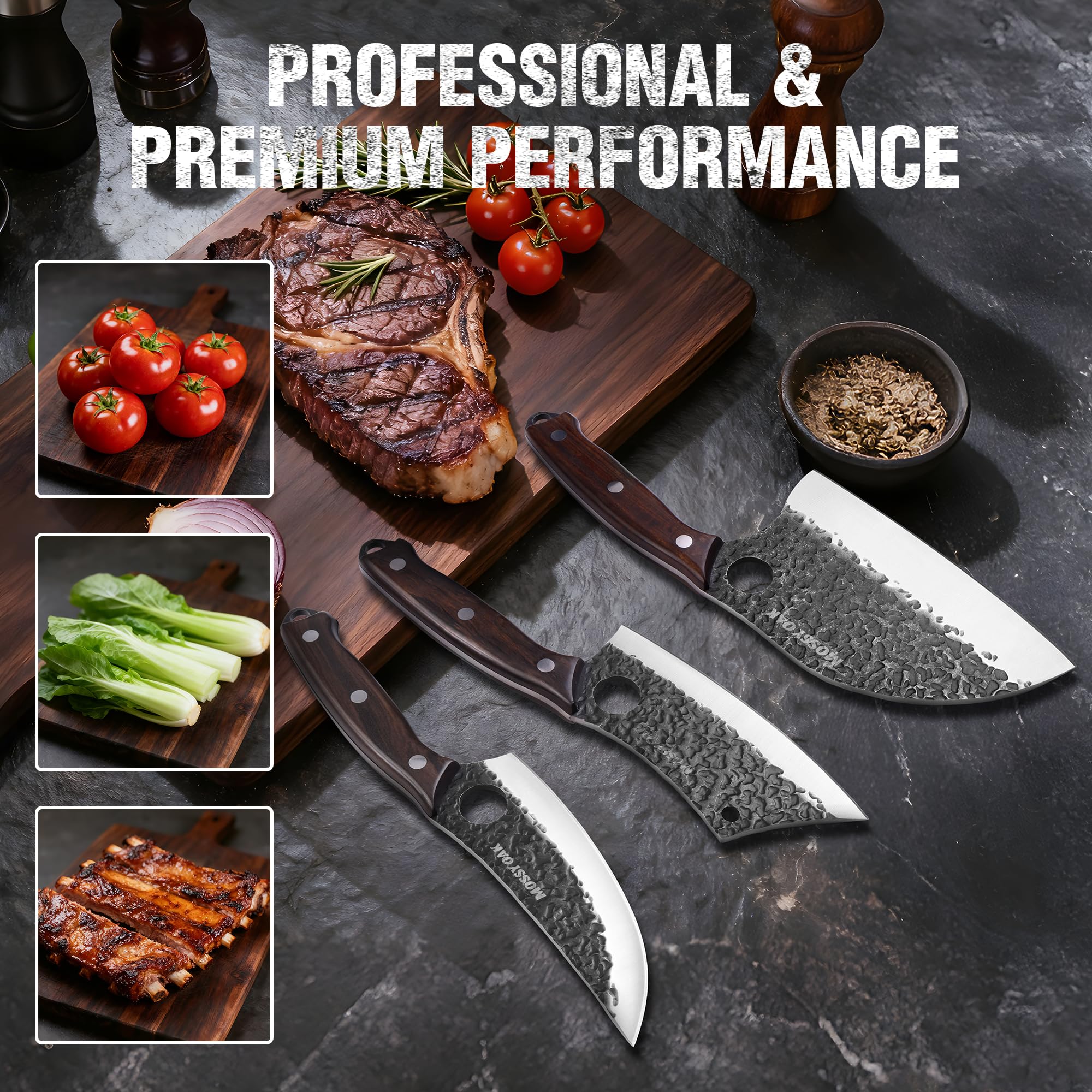 Mossy Oak Butcher Knife Set with Oxford Roll Bag, 3-Piece — Amazon image 3