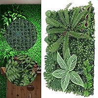 Vista 2 de Paneles de setos artificiales, telón de fondo de pared de vegetación, paneles de plantas de seto topiario, 12 piezas de 23.62 x 15.75 x 1.57