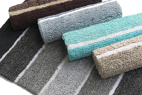 Miniatura 8 de Chardin home Cordural Stripes - Juego de 2 alfombras de baño (17 x 24 pulgadas y 21 x 34 pulgadas)  Alfombra de baño antideslizante, lavable a