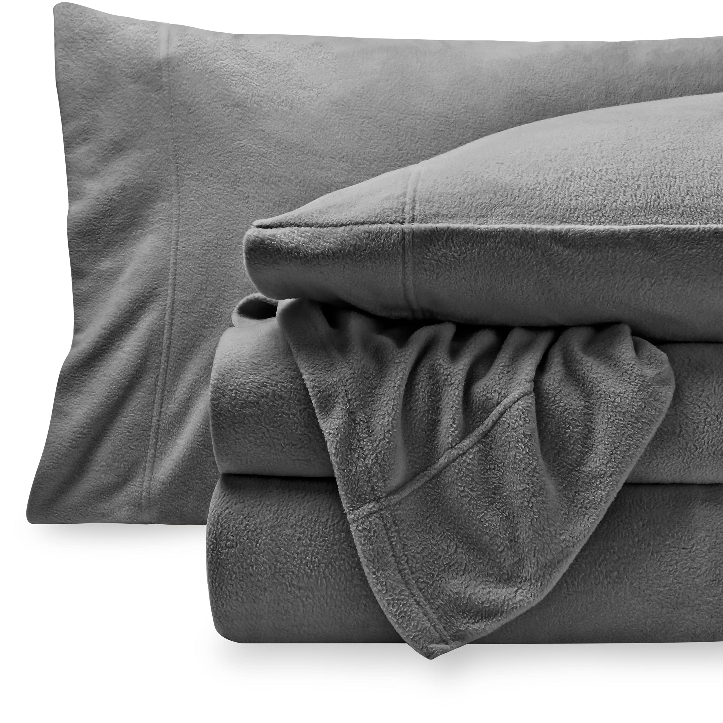 Bare Home (Queen, Grey) - Micro Fleece Cosy Hypoallergenic Premium Sheet Set (Queen, Grey)