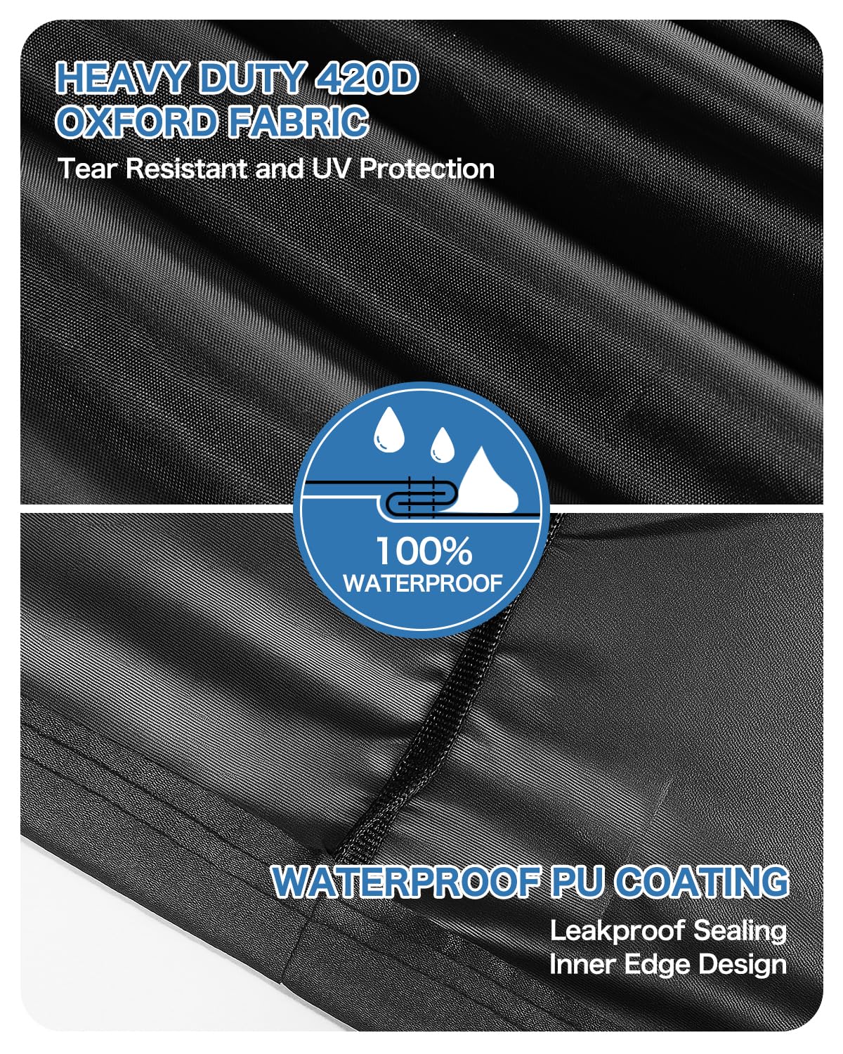 2er Gartenstuhl Abdeckung 420D Oxford Wasserdicht, UV-Beständig & Reißfest Stuhlüberzug Gartenmöbel Schutzhülle für Relaxsessel Sessel (Schwarz, 76x80x110 cm)