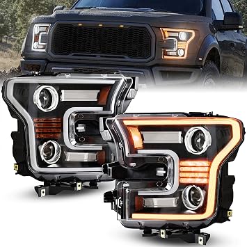 Full LED Headlight for Ford F150 2015 2016 2017 Accessories, 2PCS | DOT Approved, LED Projector, with Switchback DRL, Dynamic Animation, Sequential Turn Signal, for Ford F-150 2015 2016 2017