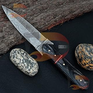 Old timer Handmade Collector Choice Damascus Steel Knife Rosewood Handle and pure Leather Sheath