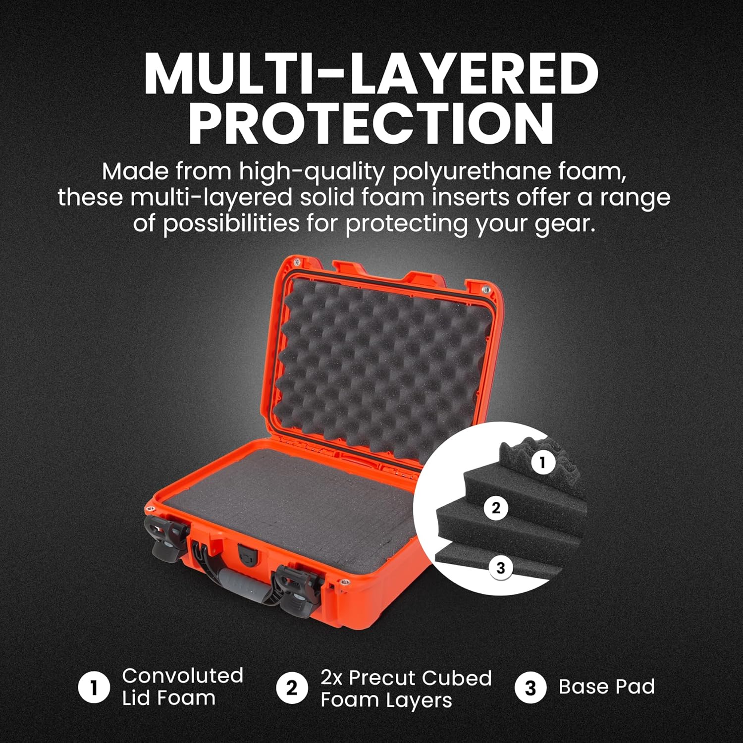 NANUK 920 Hard Case – Waterproof Travel Hard Case with Customizable Cubed Foam, 16.7” x 13.4” x 6.8”, Dustproof & Impact-Resistant, Airline Carry-On Approved – Orange