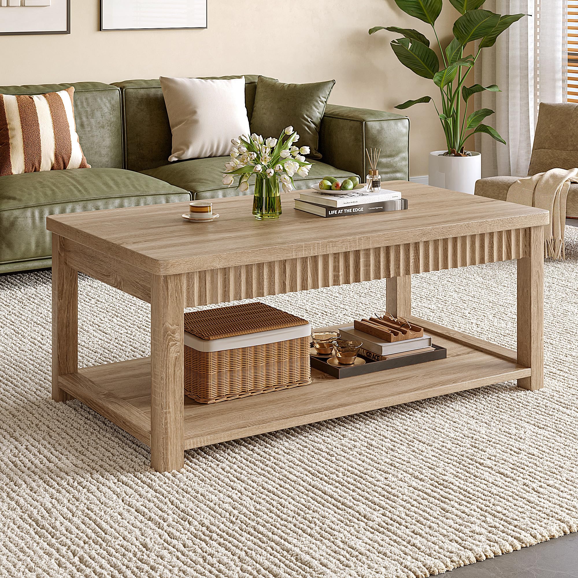 Amazon.com: Homkdom Coffee Table, 39 Inch Modern Coffee Tables for