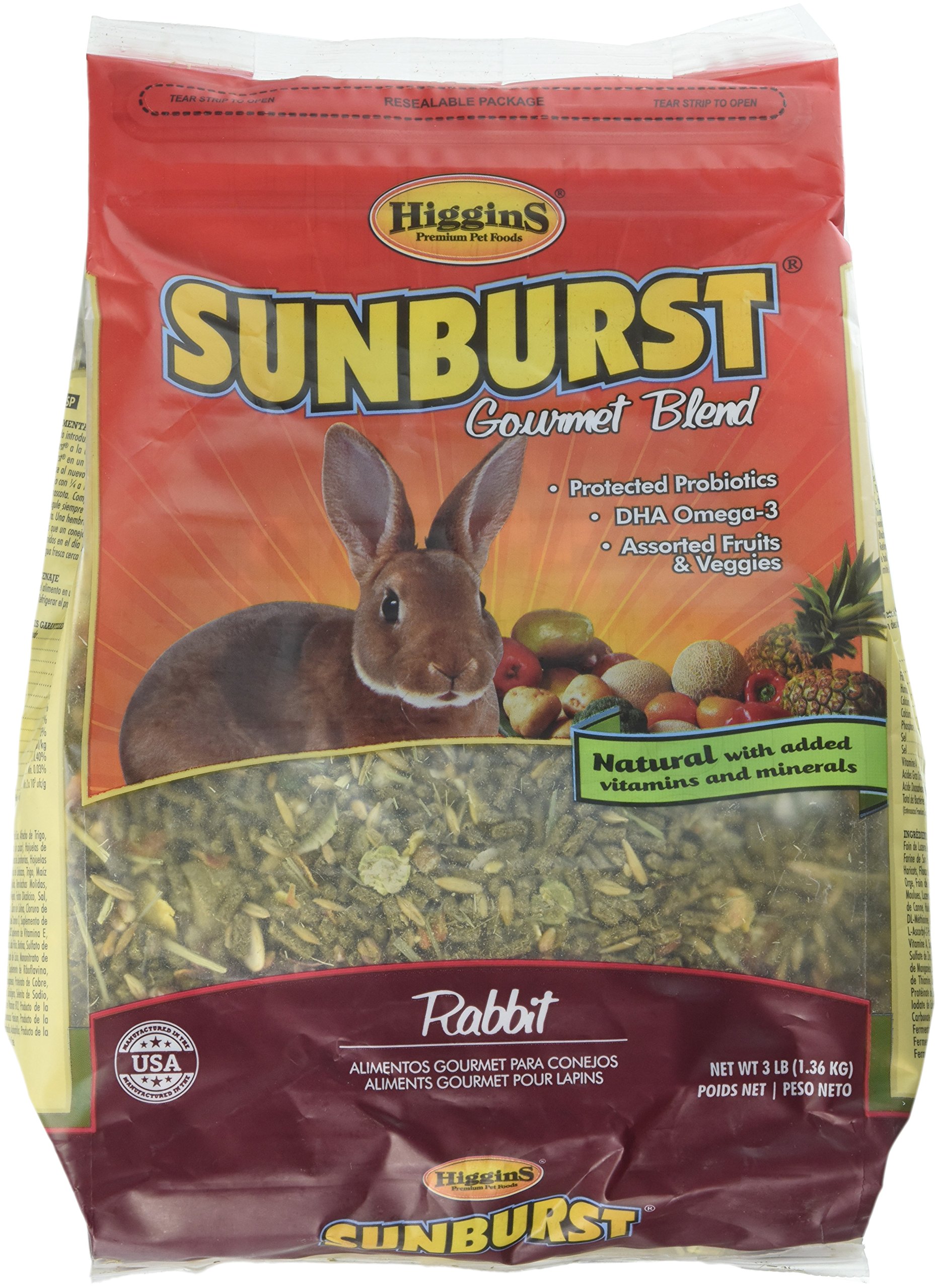 Higginssunburst rabbit small animal food, 3lbs, multicolour
