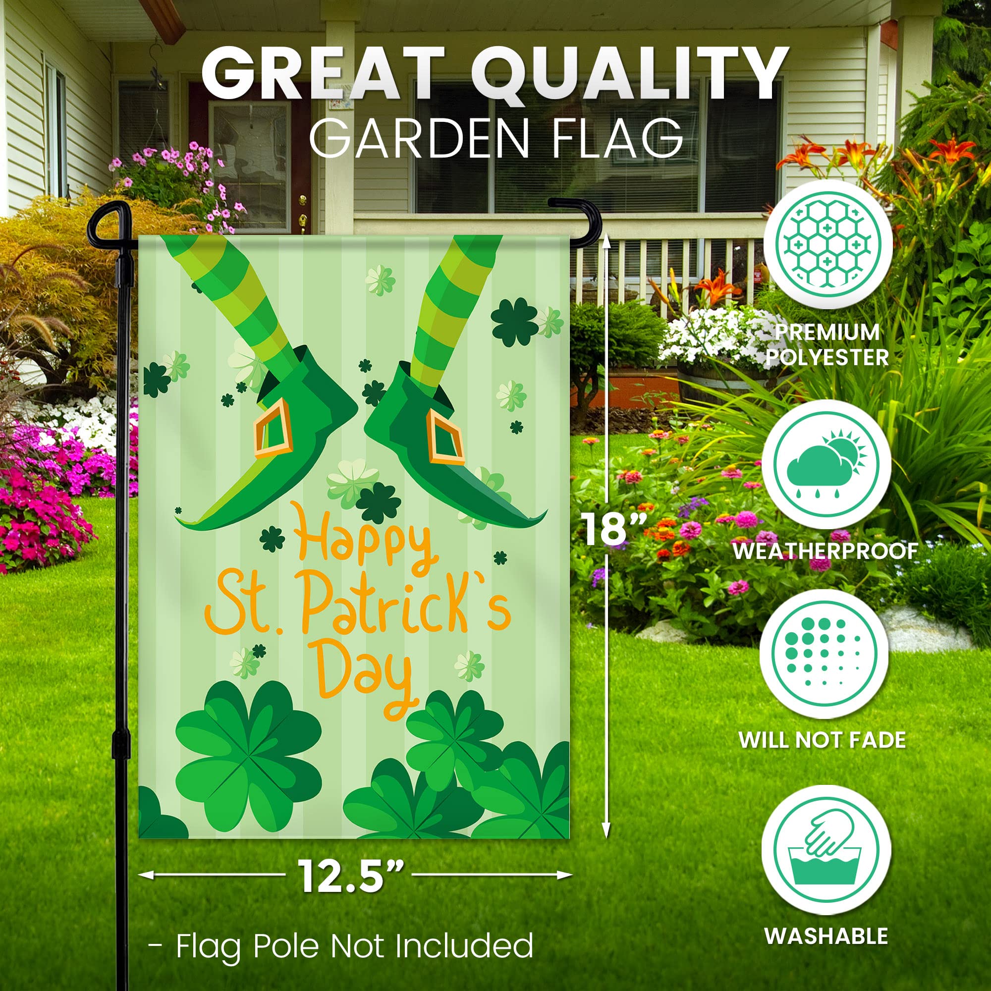 ShineSnow Gartenflagge – Glückliches Kleeblatt Motiv, 30,5 X 45,7 Cm, Doppelseitig, Polyester – Für St. Patrick's Day & Frühling
