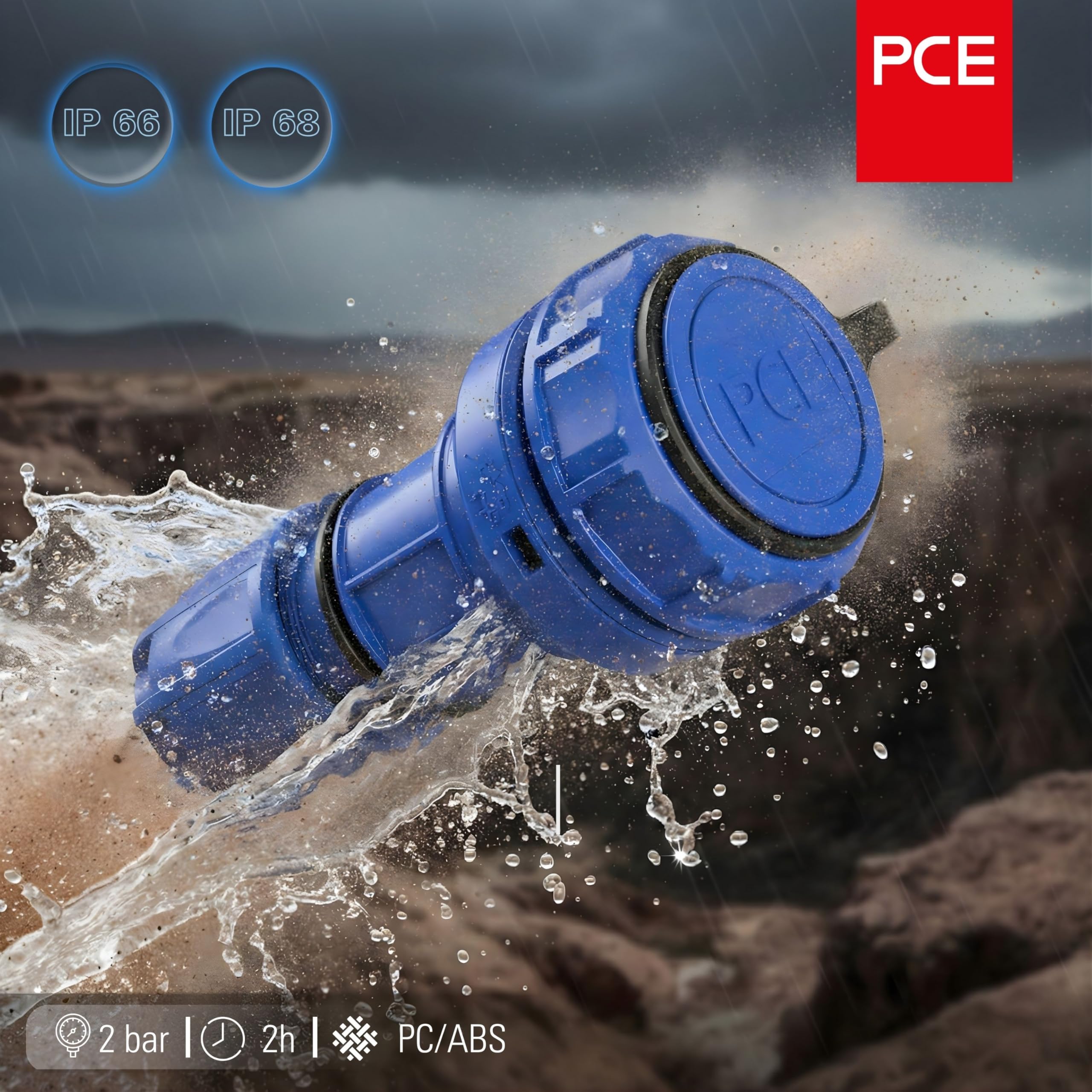 PCE Acoplamiento de Contacto de Protección IP68 Nautilus, Azul 16A