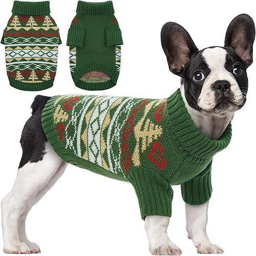 PUMYPOREITY Suéter de Navidad para perro, suéter cálido para perro de tamaño grande, suéteres de cuello alto para perros grandes, traje de Navidad
