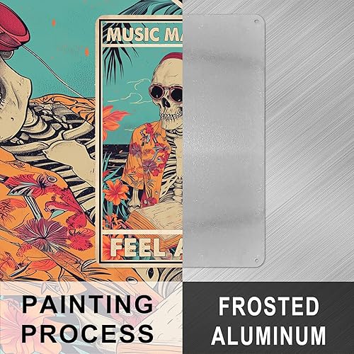 Miniatura 9 de Decoración de pared para sala de música, decoración de calavera gótica, diseño de calavera gótica, letrero de lata divertido para habitación de