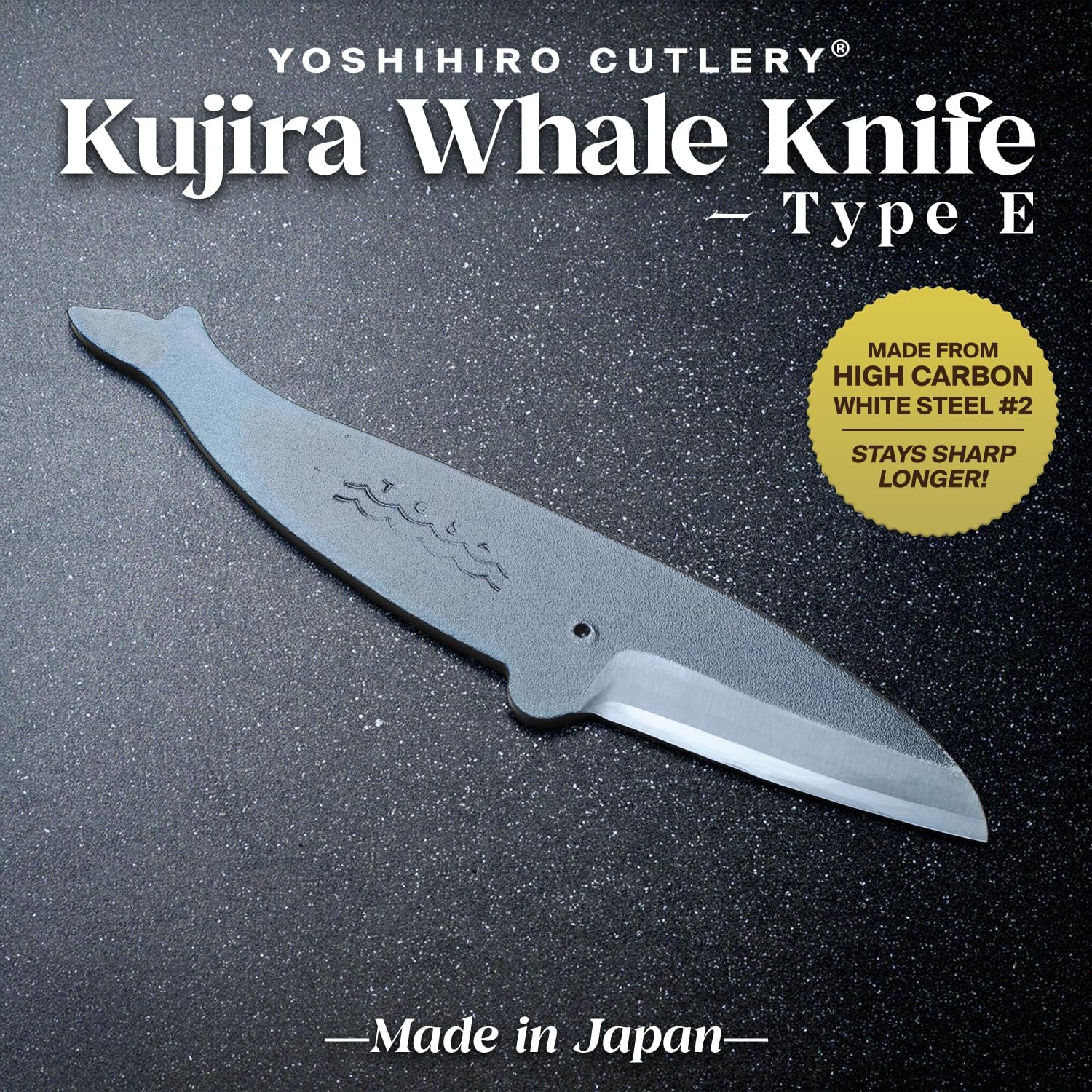 Yoshihiro Kujira Whale Shaped Japanese Utility Knife High Carbon Steel Kurouchi Finish Hand Forged Novelty Gift Made in Japan Type E