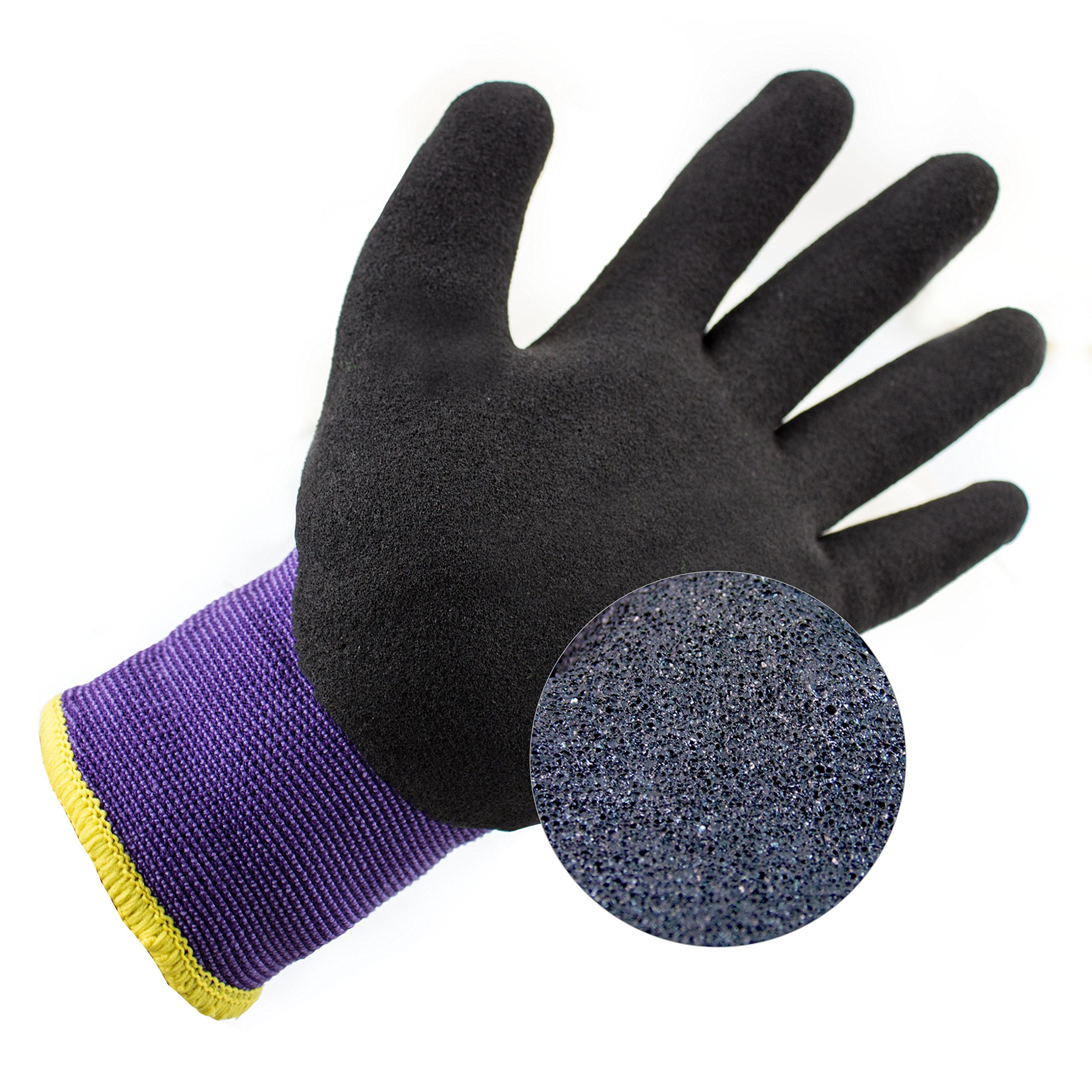 BGWANS - Guantes de trabajo de seguridad con revestimiento de goma, aislados de doble forro para invierno, 3 pares/paquete (mediano, morado)