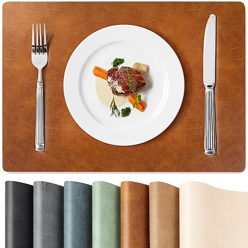 Roxifina Faux Leather Placemats Set of 4 - Vinyl Placemats