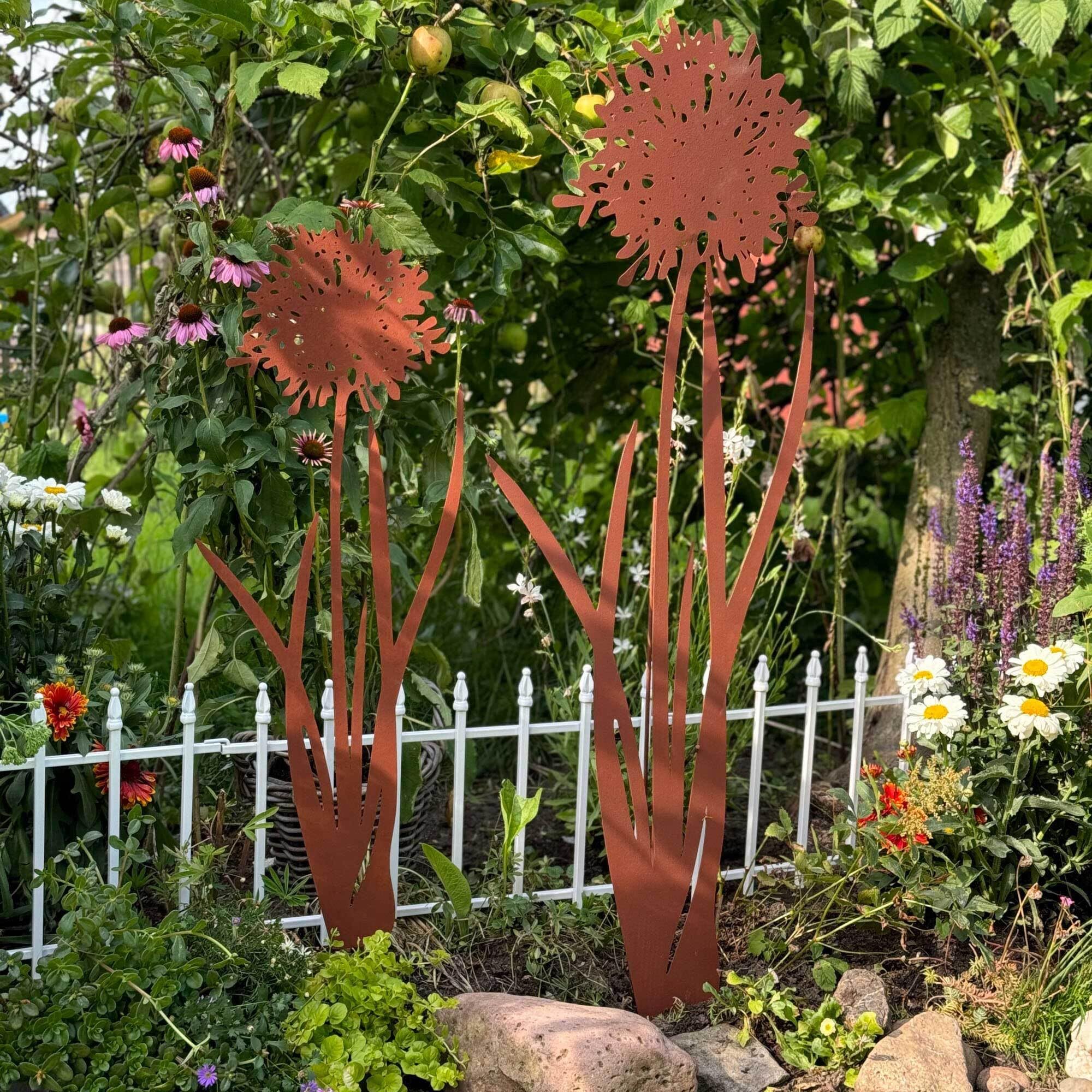 UNUS Palo da Giardino Agapantus Set di 2 Effetto Ruggine Decorazione per Giardino Terrazzo Balcone