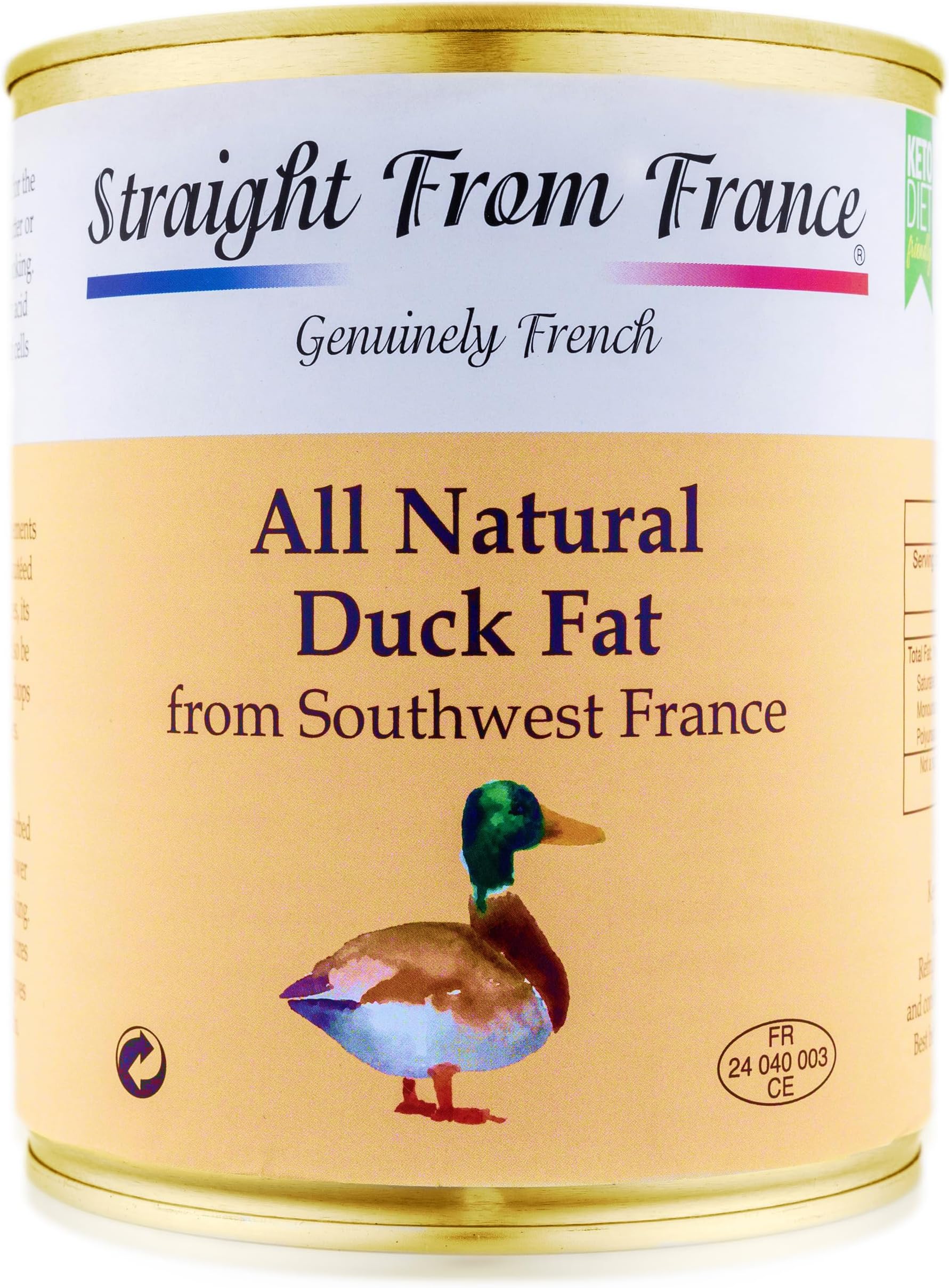 All Natural Duck Fat for Cooking from Southwest France, Keto and Paleo Diet Friendly, Can 695g 24.5oz