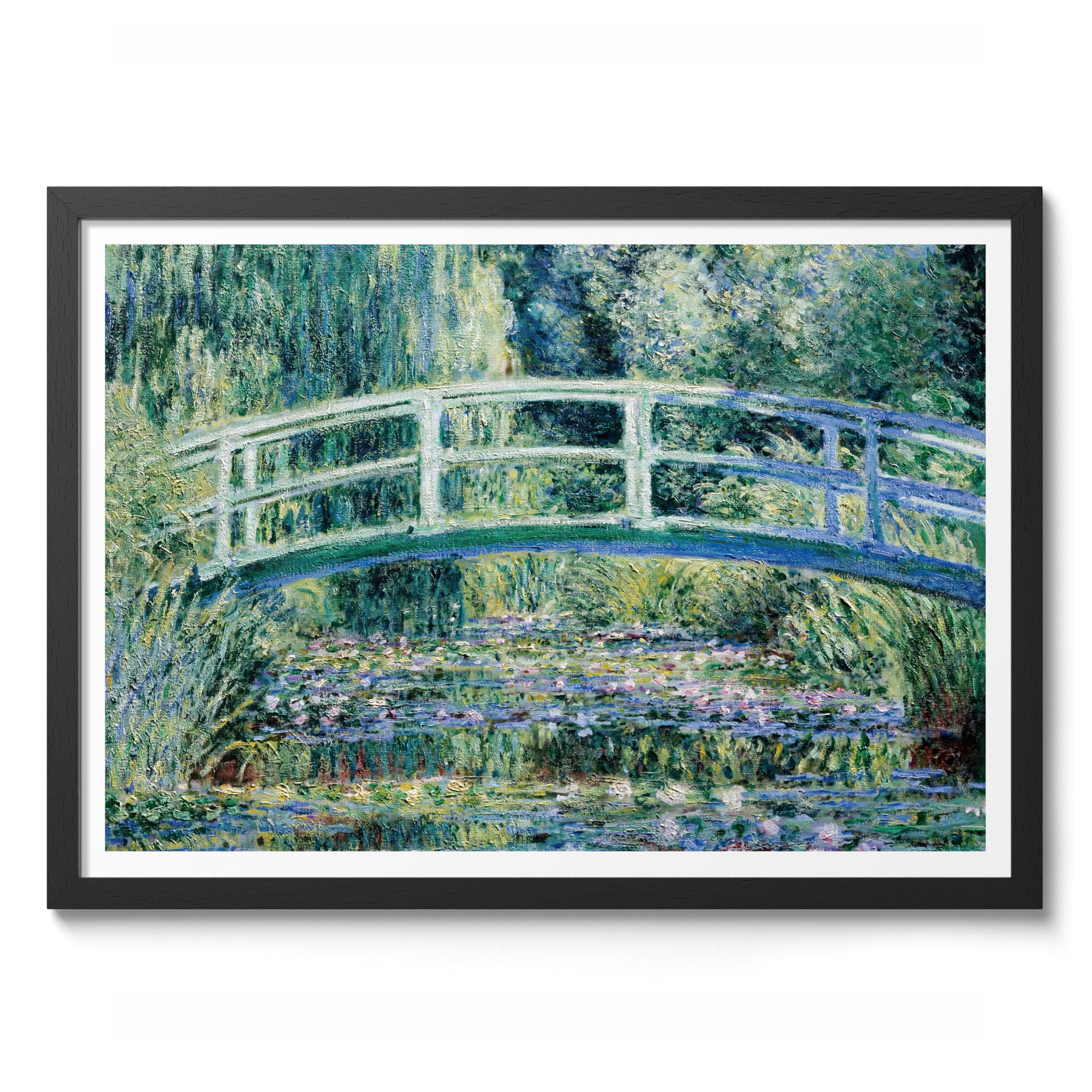 Water Lilies And Japanese Bridge Claude Monet Art Print, Classic Art Painting Poster, Art Exhibition Modern Wall Art, Minimalist Home Decor Picture Artwork, 50x70cm (Black Frame) - 53x73cm
