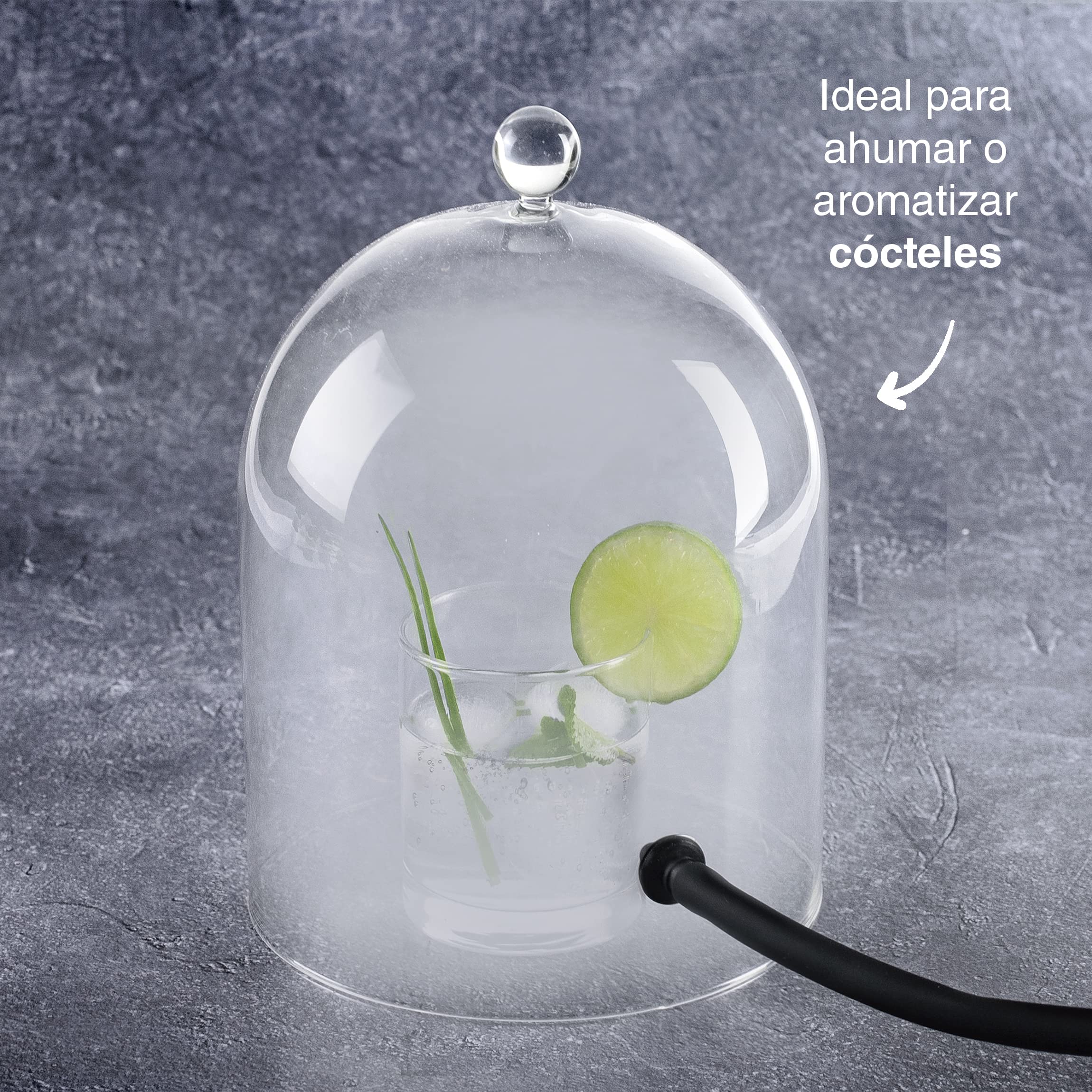 Lacor - 61811 - Dzwonek do Wędzarni Koktajlowych, Szklana Pokrywa z Zaworem, Szkło Borokrzemianowe, Max. 200 Stopni C, Średnica18,5 Cm, Wysokość: 22 Cm