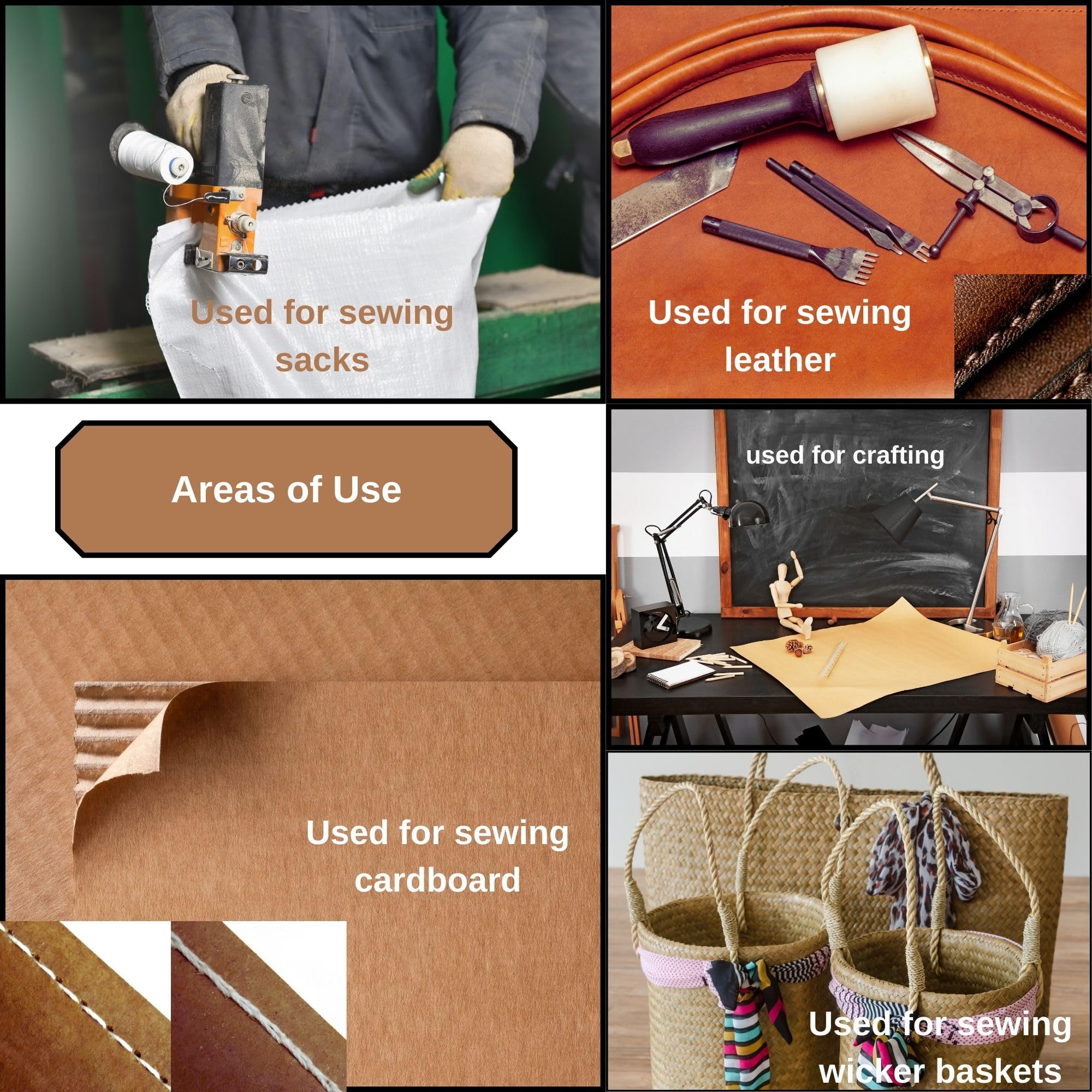 Conos de hilo en rollo de 3600 pies para cierre de costura de bolsas resistente, máquinas de coser eléctricas portátiles compatibles con juego de hilos de una sola capa de alta resistencia, nailon
