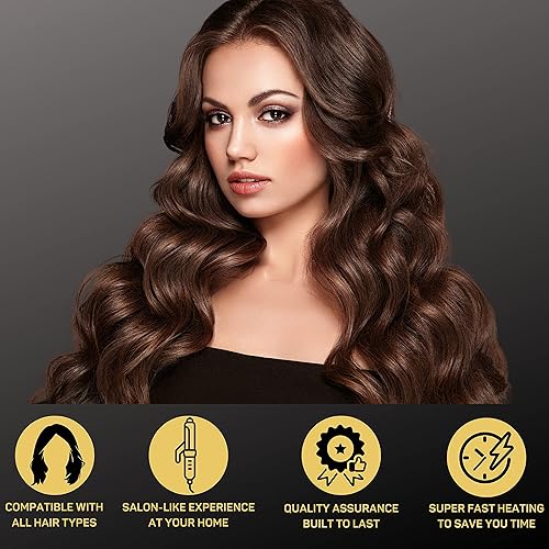 Miniatura 5 de Lizze Varita rizadora de cerámica - Abrazadera iónica para rizos de cabello grueso profesionales (1 14 pulgadas) - Tenaza para Ondular El Cabello