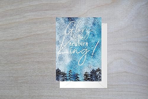 Red Door Inspirations Tarjeta de Feliz Navidad religiosa con mensaje en el interior. Incluye 25 tarjetas y sobres (azul Navidad)