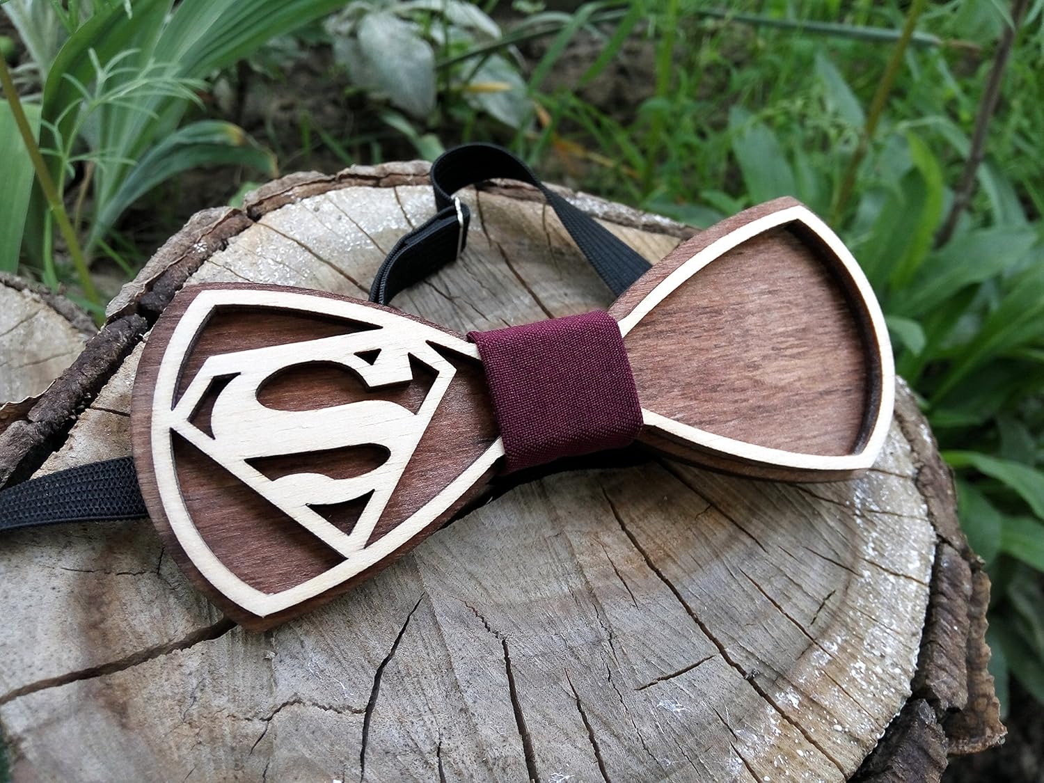 Wooden Bow Tie SM Unique Design Holiday Wedding Wood Bowtie Men Necktie Gift Box