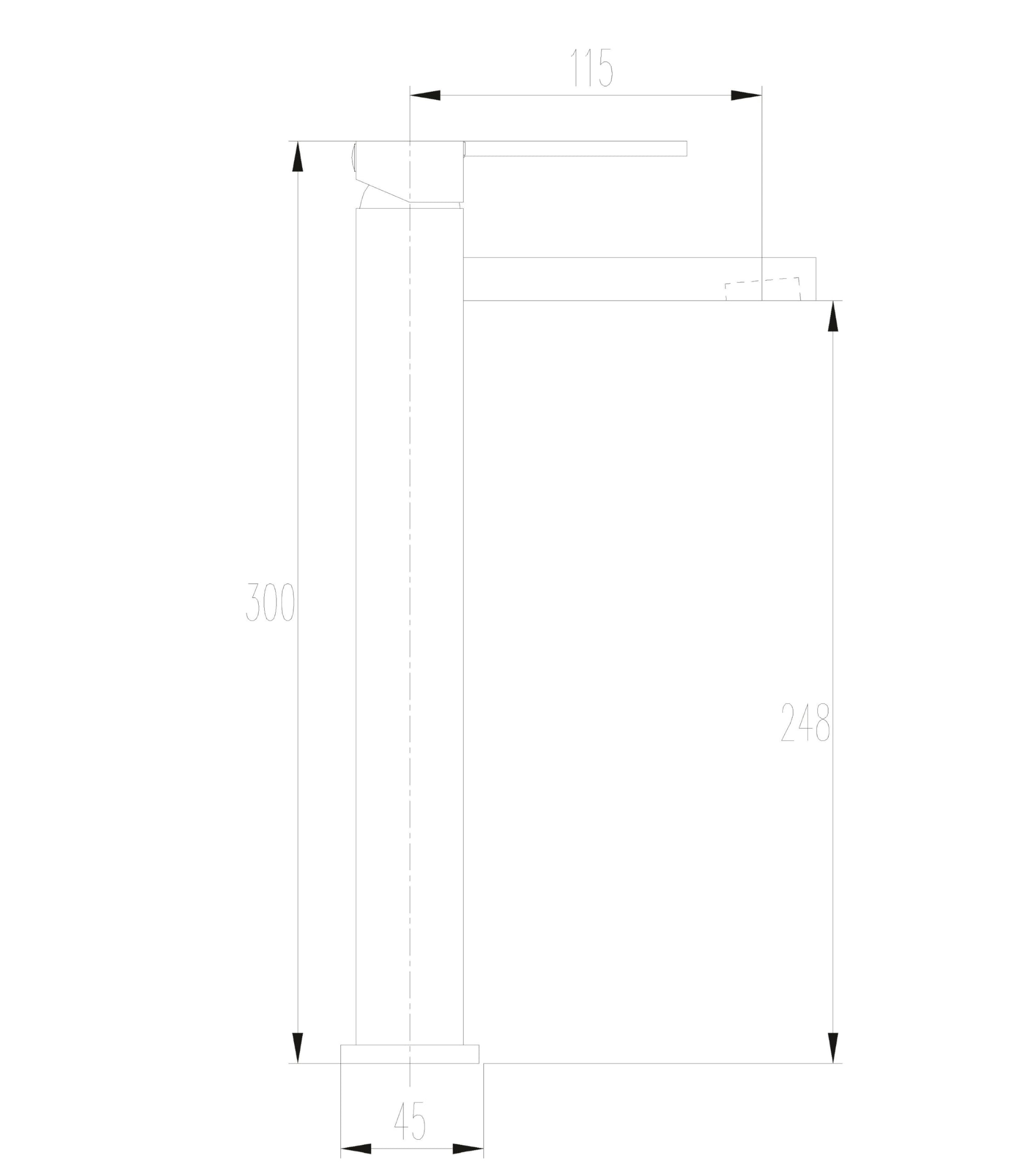 Grifo para Lavabo sobre Encimera CUARTO Cromado | Mezclador Monomando de Cuerpo Alto con Diseño Elegante y Minimalista | Ideal para Lavabos de Apoyo | Cartucho Cerámico Incluido | by EUROSANIT