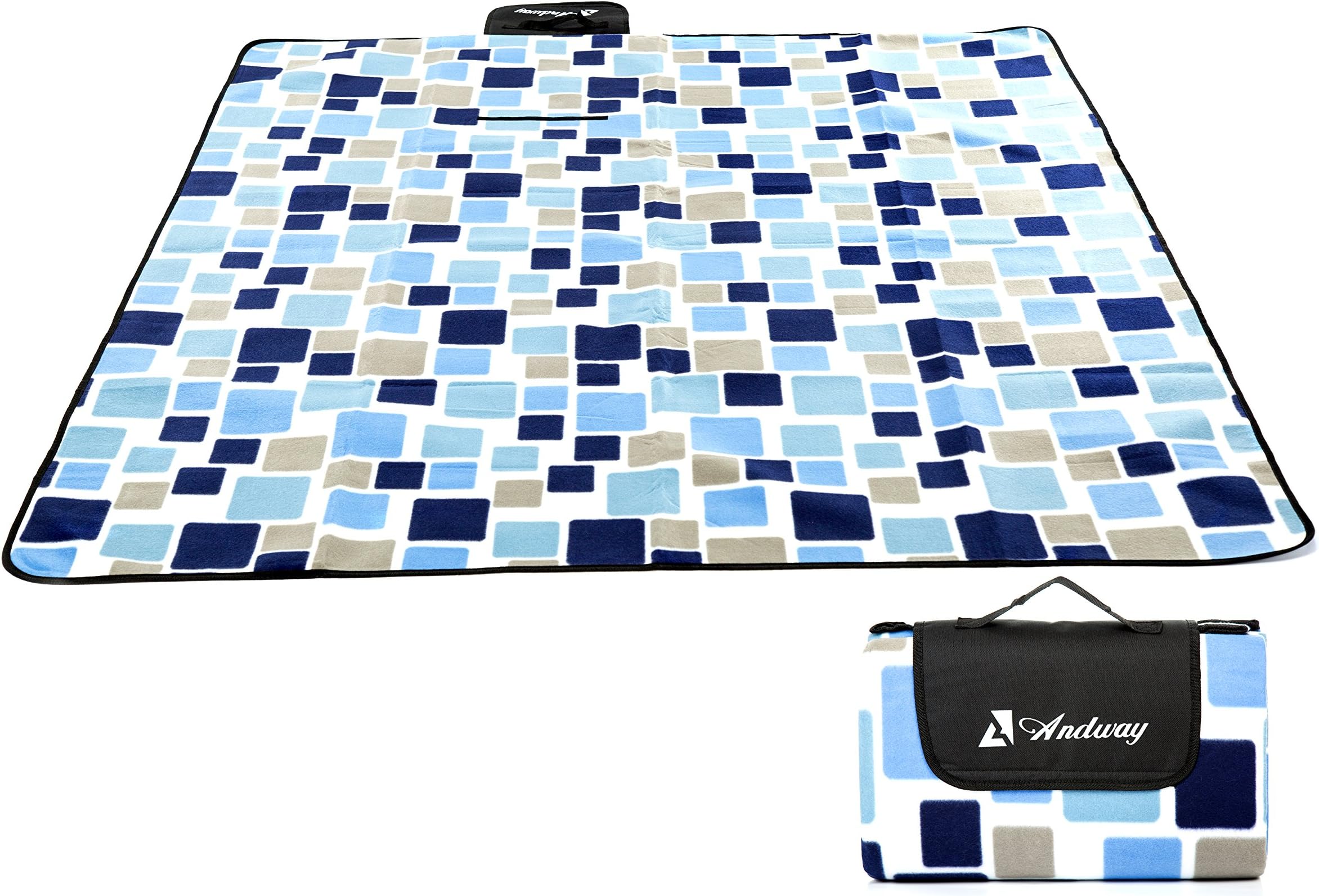 Andway Waterproof Outdoor Camping Picnic Blanket, Beach Mat in Large Size 79 inches and 79 inches (Magic Blue)