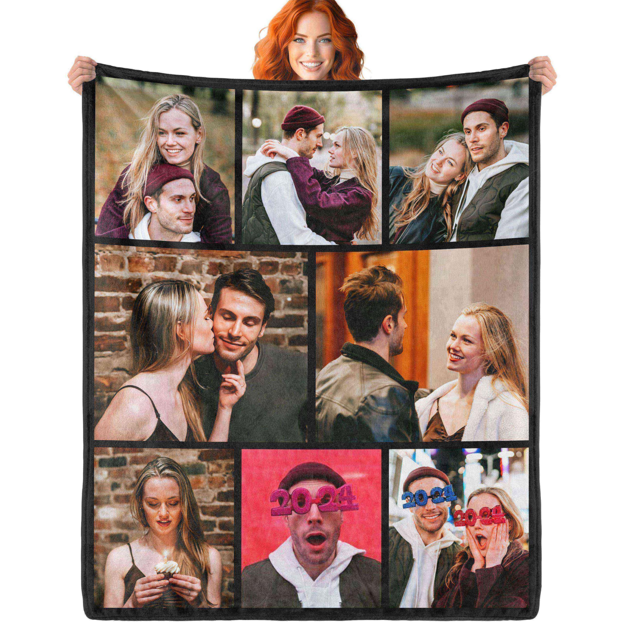 Ericat Photo-8-2 Personalised Photo Text Custom Blanket - Customisable Throws For Valentines Day Gifts