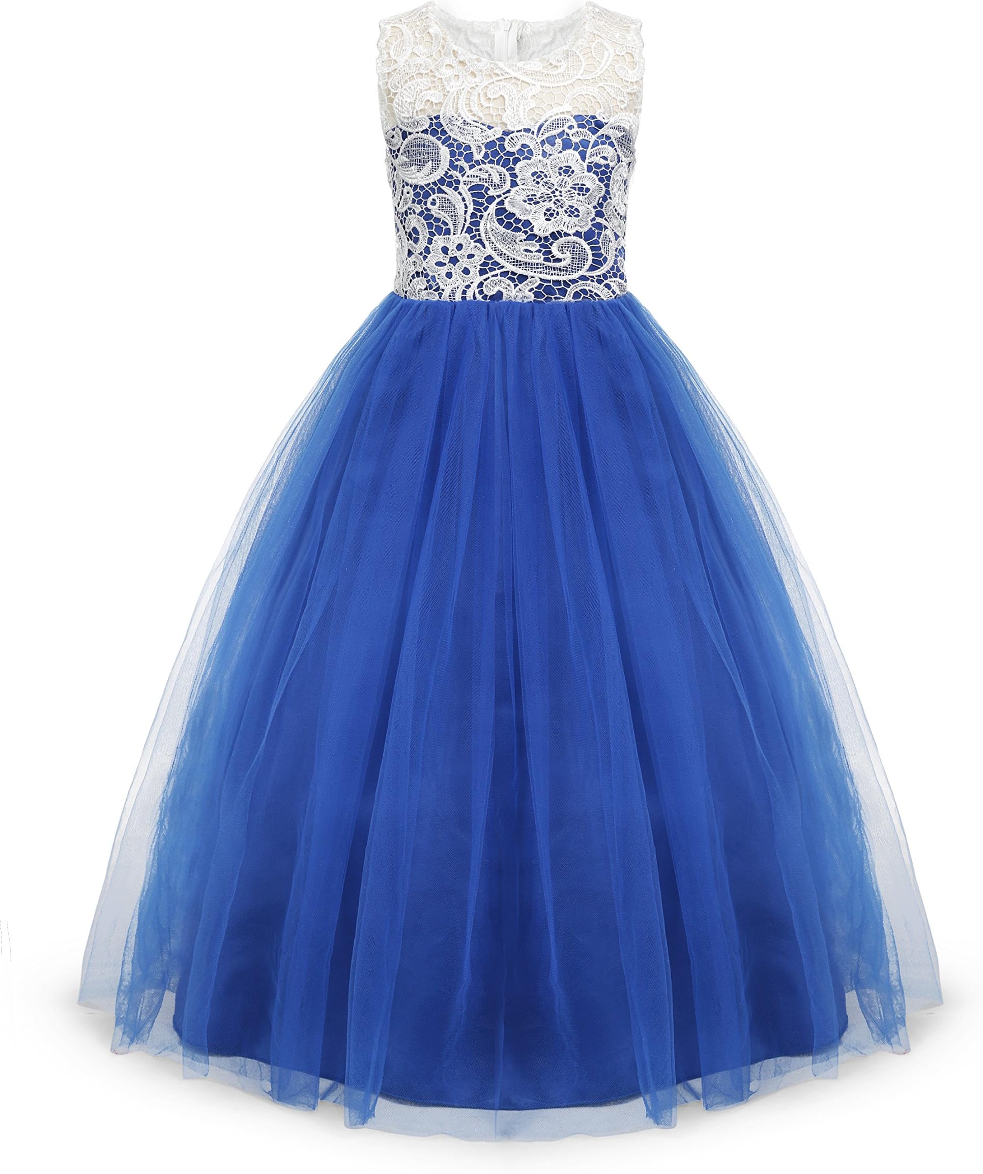 Little Big Girls Party Gown Princess Elegant Lace Dress for Wedding